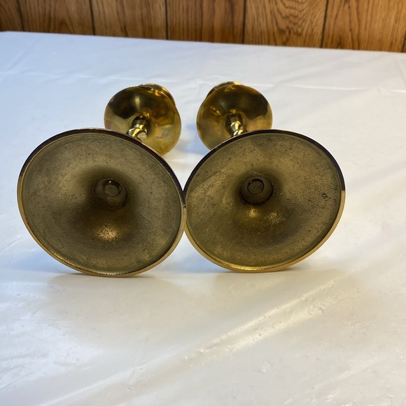 Vintage Brass Twisted Stem Candlestick Holders - Picture 4 of 6